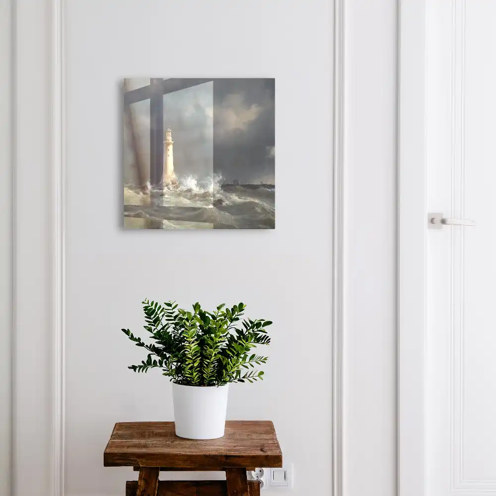 Armoire à clés un phare dans un cadre orageux
