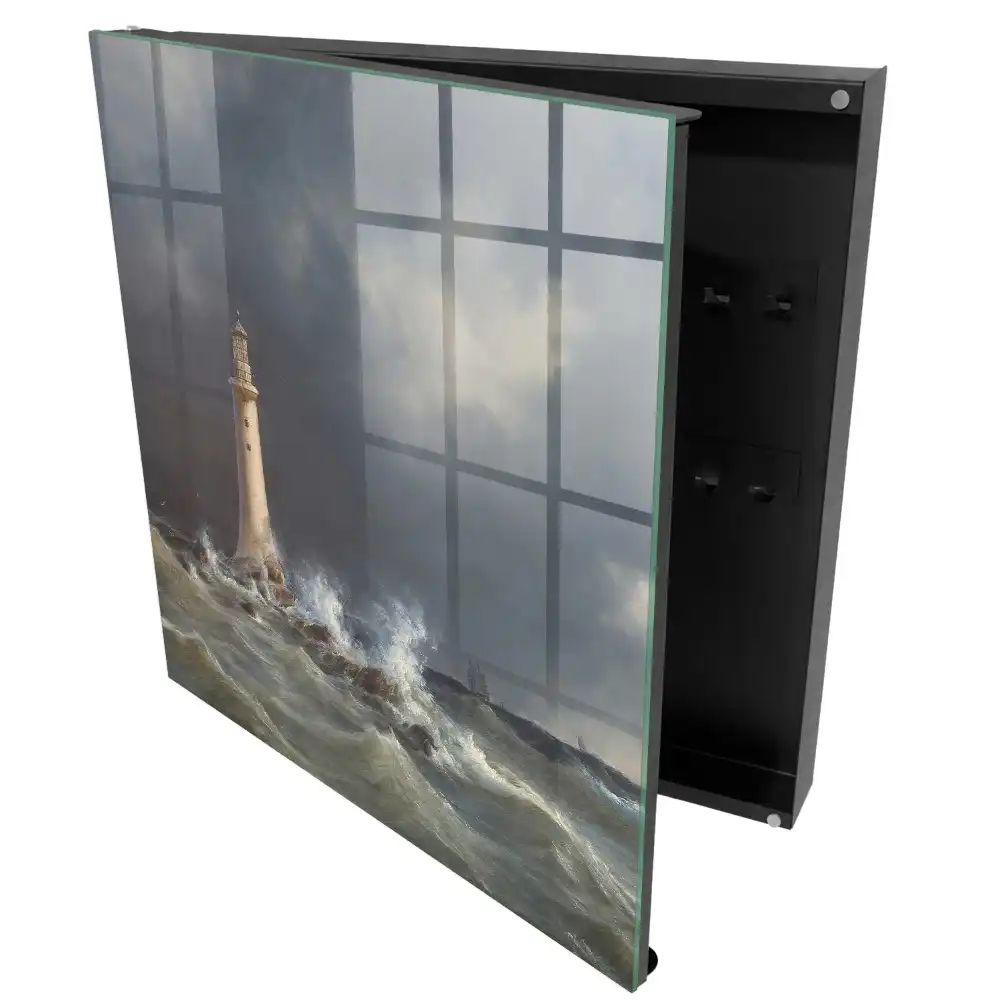 Armoire à clés un phare dans un cadre orageux