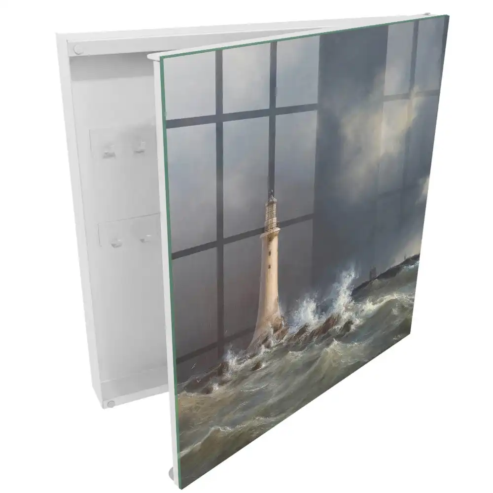 Armoire à clés un phare dans un cadre orageux