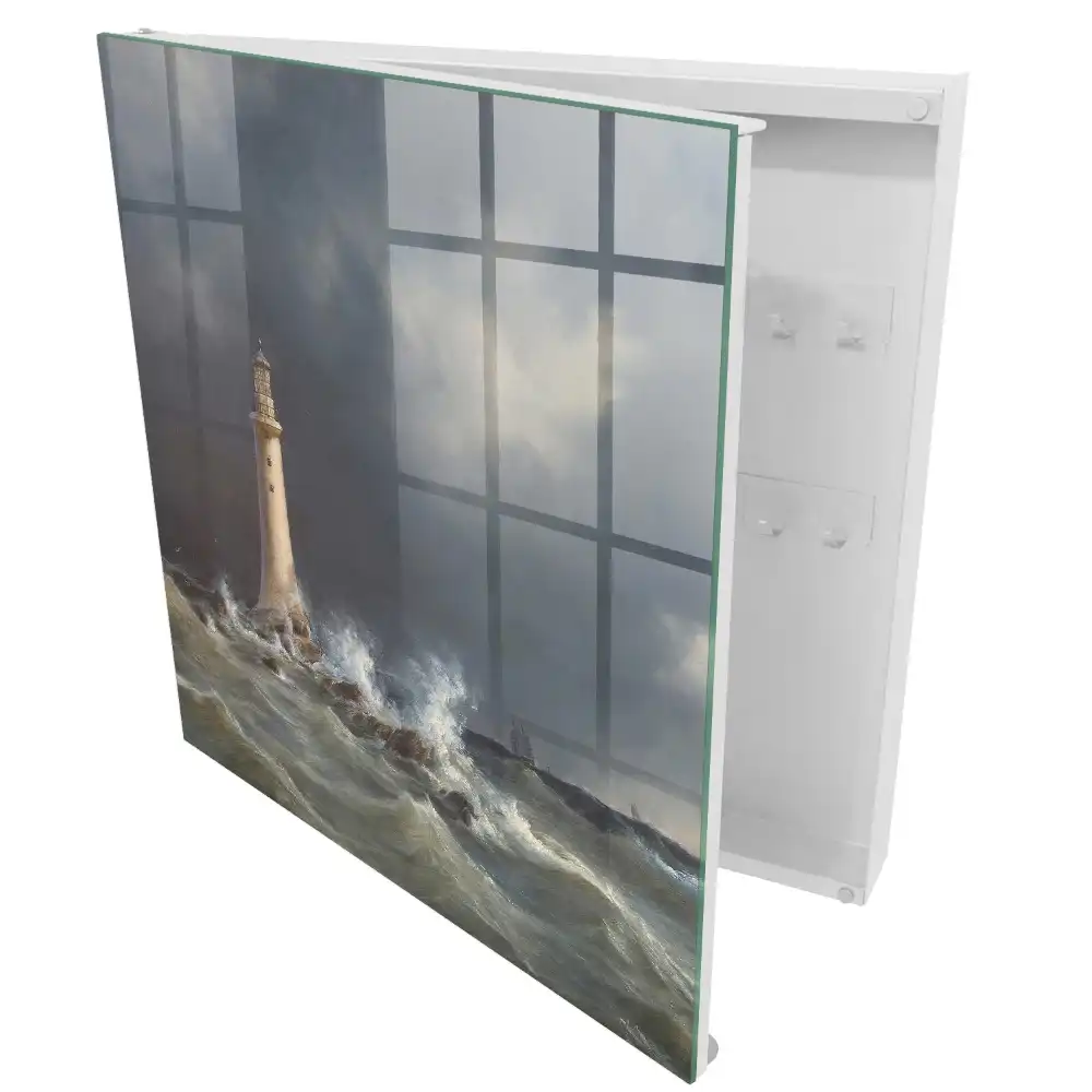 Armoire à clés un phare dans un cadre orageux