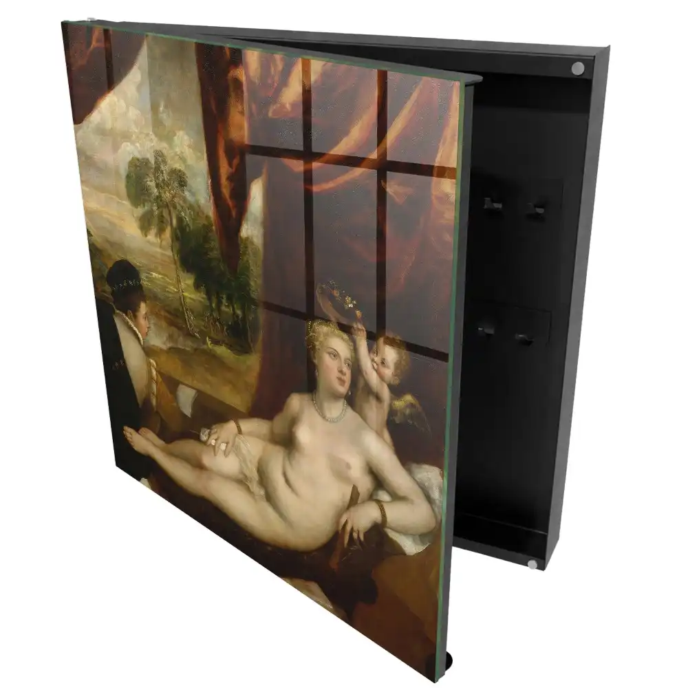 Boîte à clés scène de la Renaissance avec une femme et un ange