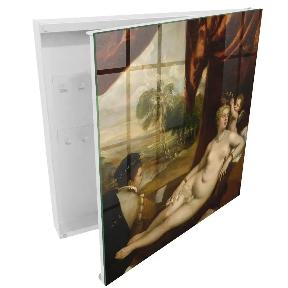 Boîte à clés scène de la Renaissance avec une femme et un ange
