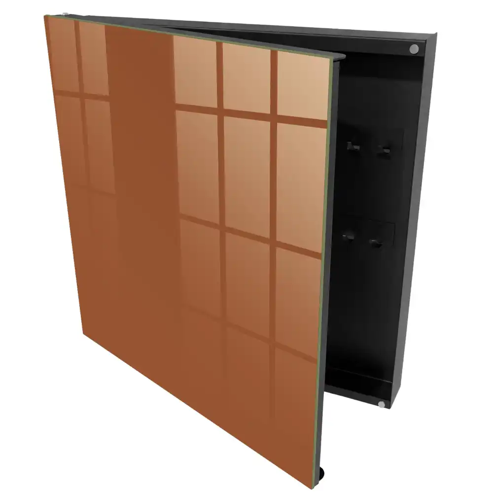 Armoire à clés motif brun uni chaud