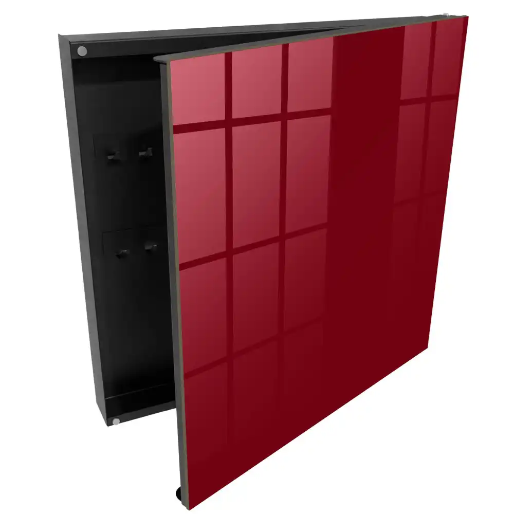 Boîte à clés murale teinte bordeaux uniforme élégante et minimaliste