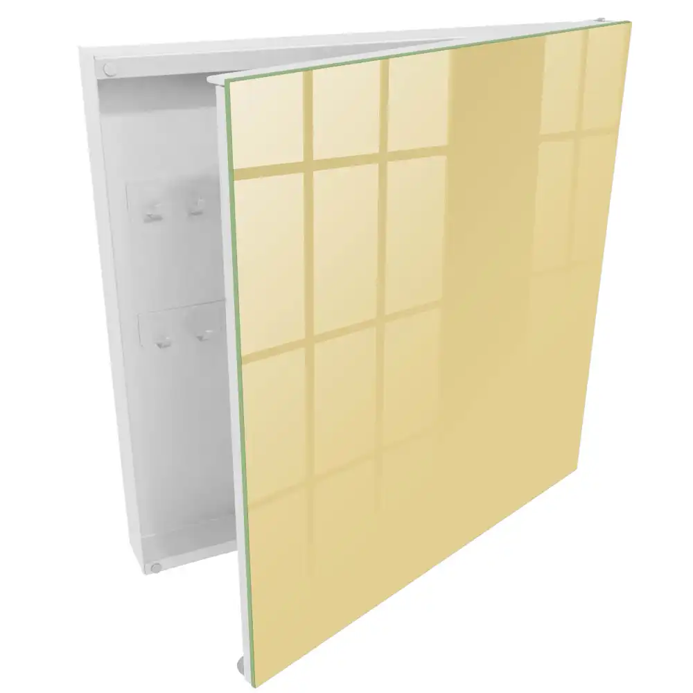 Armoire à clés fond beige teinte chaude composition apaisante