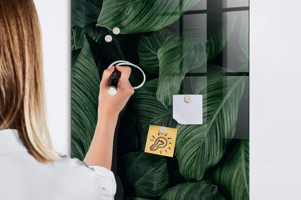 Tableau magnétique effaçable à motifs feuilles exotiques