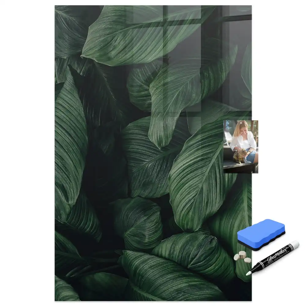 Tableau magnétique effaçable à motifs feuilles exotiques