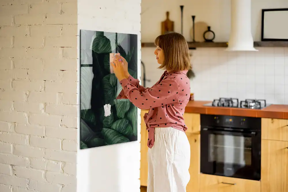 Tableau magnétique effaçable à motifs feuilles exotiques