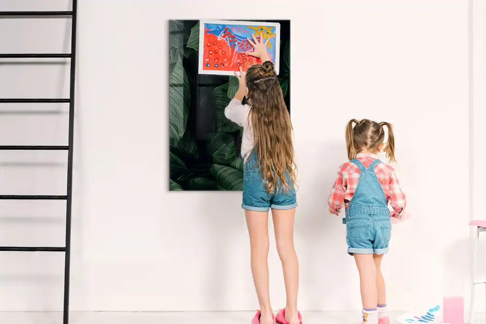 Tableau magnétique effaçable à motifs feuilles exotiques