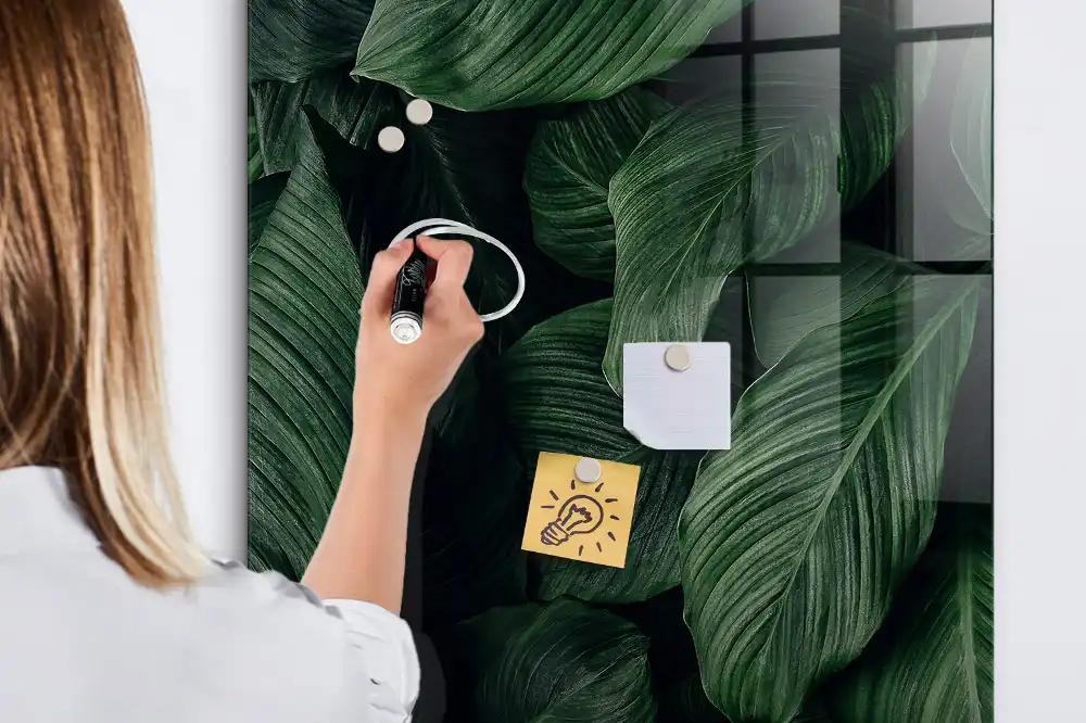 Tableau magnétique effaçable à motifs feuilles exotiques
