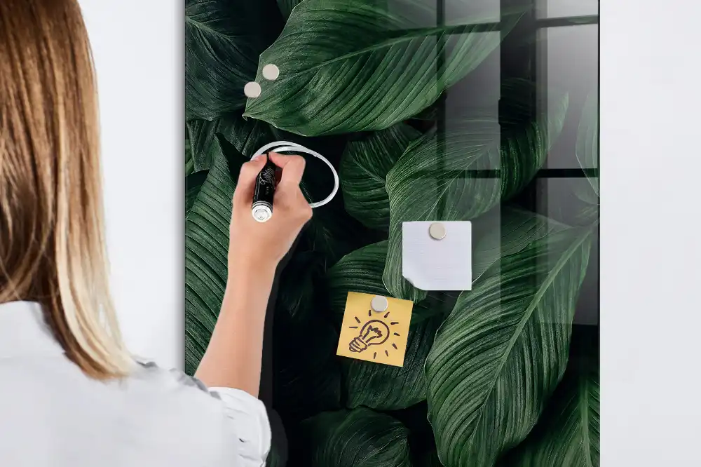 Tableau magnétique effaçable à motifs feuilles exotiques