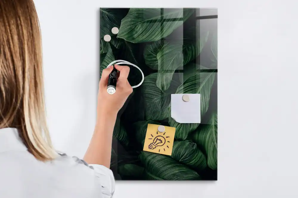 Tableau magnétique effaçable à motifs feuilles exotiques