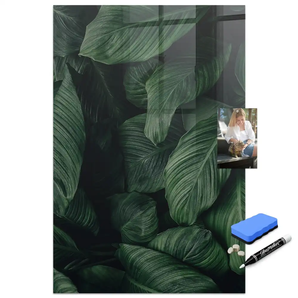 Tableau magnétique effaçable à motifs feuilles exotiques