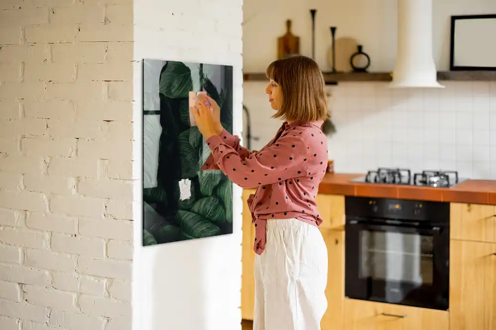 Tableau magnétique effaçable à motifs feuilles exotiques