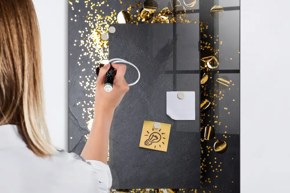 Tableau magnétique effaçable à motifs de particules dorées