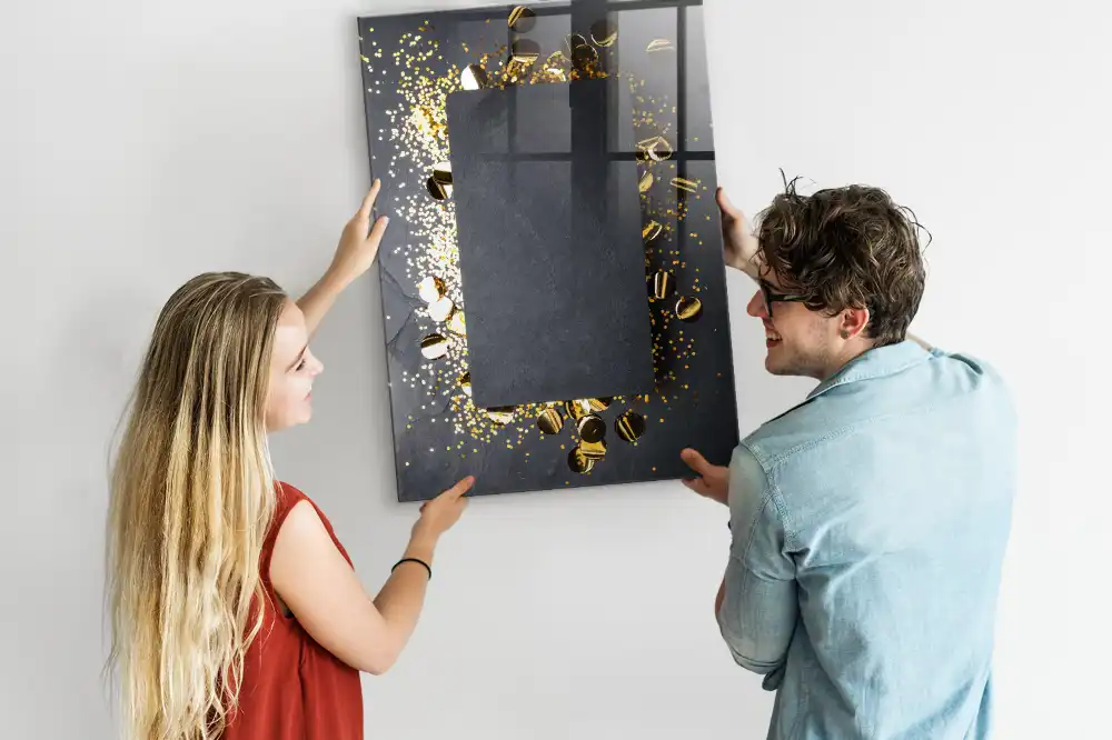Tableau magnétique effaçable à motifs de particules dorées