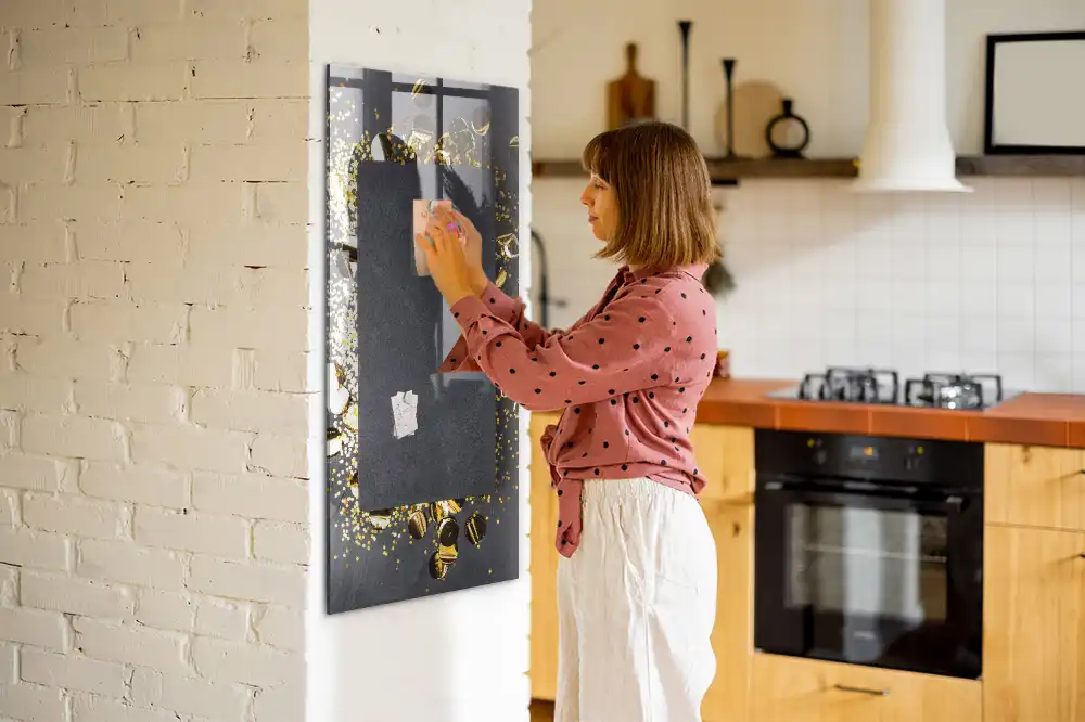 Tableau magnétique effaçable à motifs de particules dorées