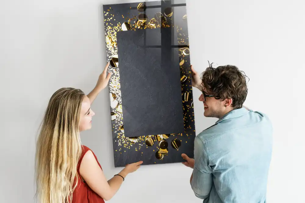 Tableau magnétique effaçable à motifs de particules dorées