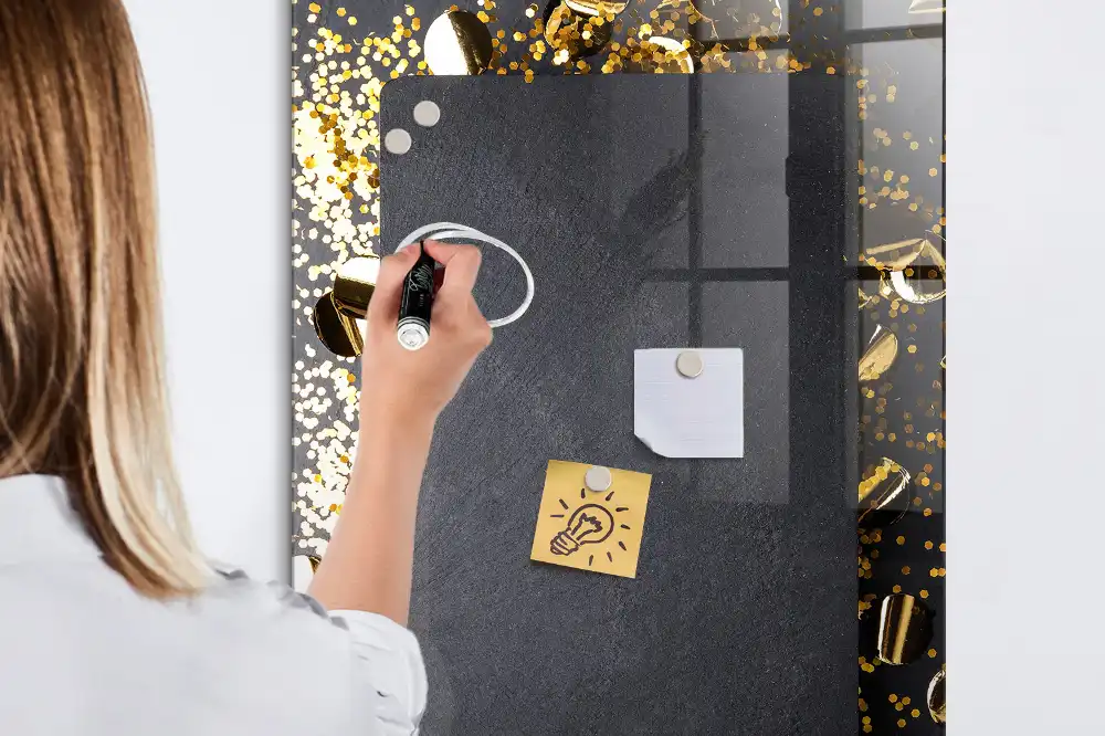Tableau magnétique effaçable à motifs de particules dorées