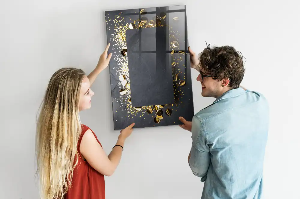 Tableau magnétique effaçable à motifs de particules dorées