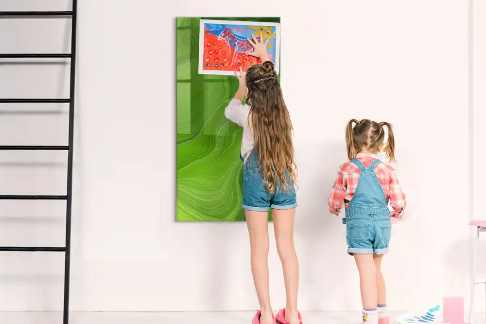 Tableau magnétique effaçable à motif abstraction ondulée