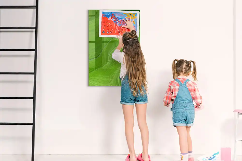 Tableau magnétique effaçable à motif abstraction ondulée
