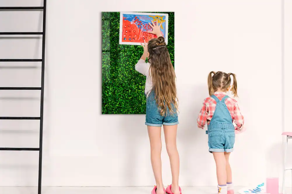 Tableau magnétique effaçable à motif de haie verte
