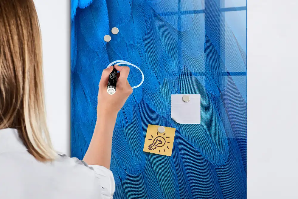 Tableau magnétique effaçable à sec motif plume
