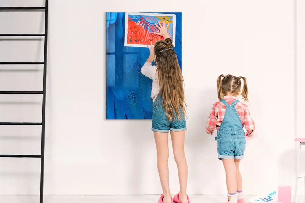 Tableau magnétique effaçable à sec motif plume