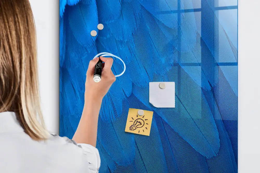 Tableau magnétique effaçable à sec motif plume