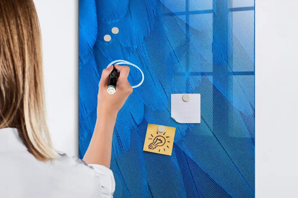 Tableau magnétique effaçable à sec motif plume