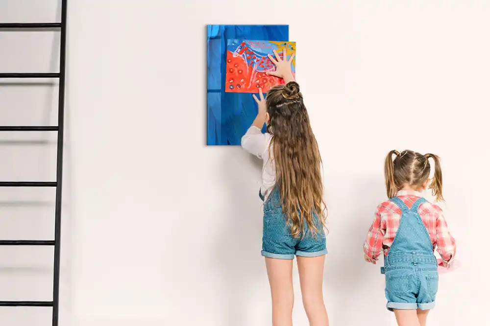 Tableau magnétique effaçable à sec motif plume