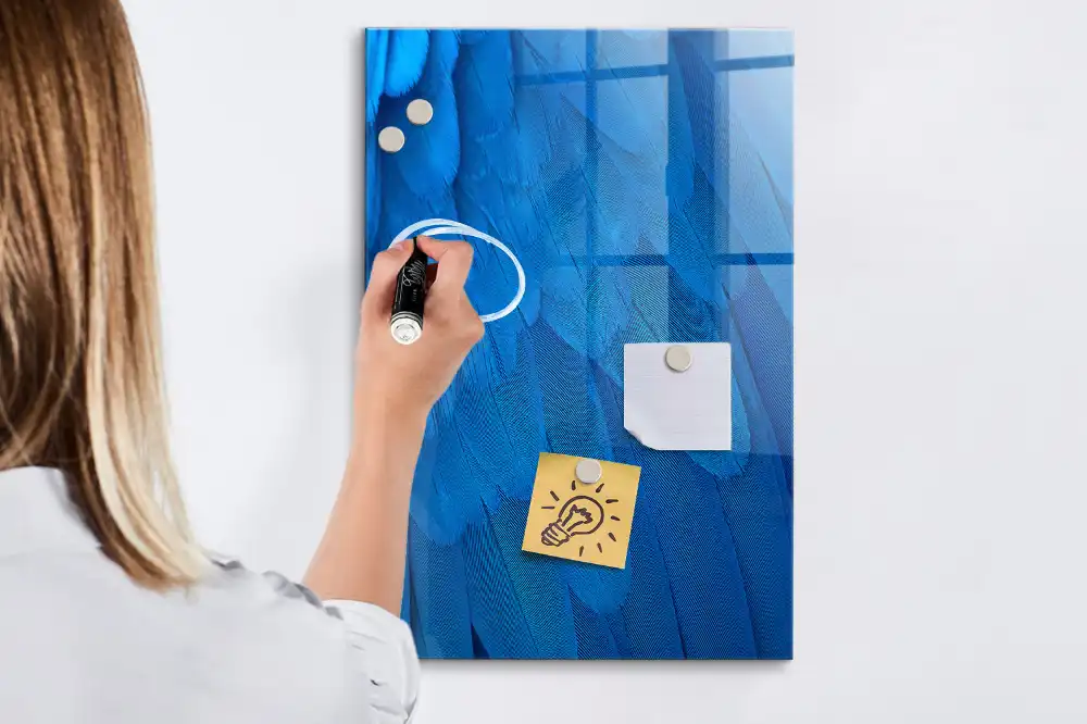 Tableau magnétique effaçable à sec motif plume