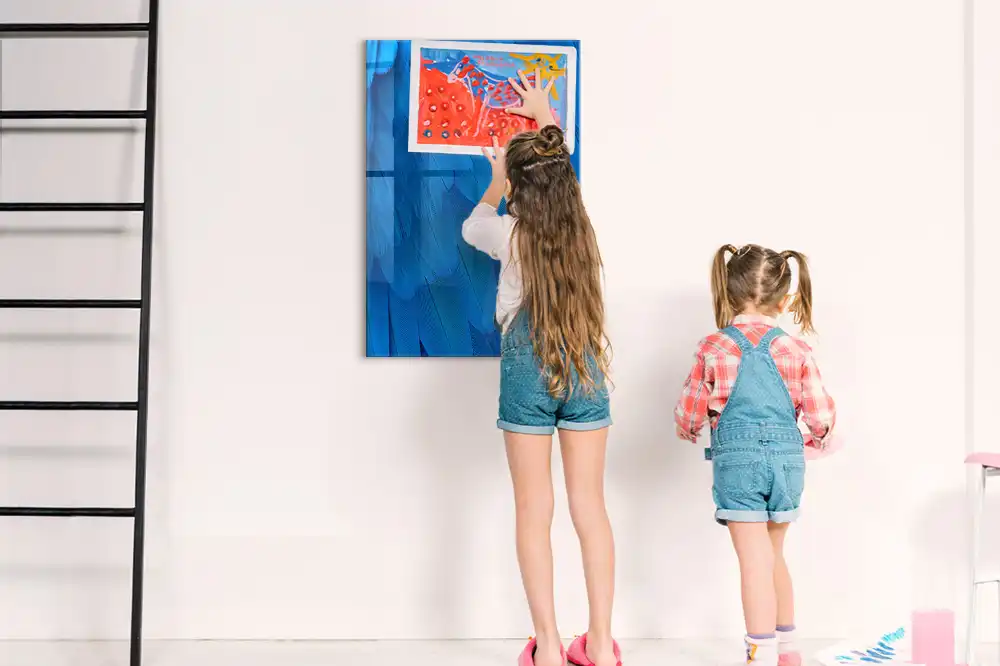 Tableau magnétique effaçable à sec motif plume