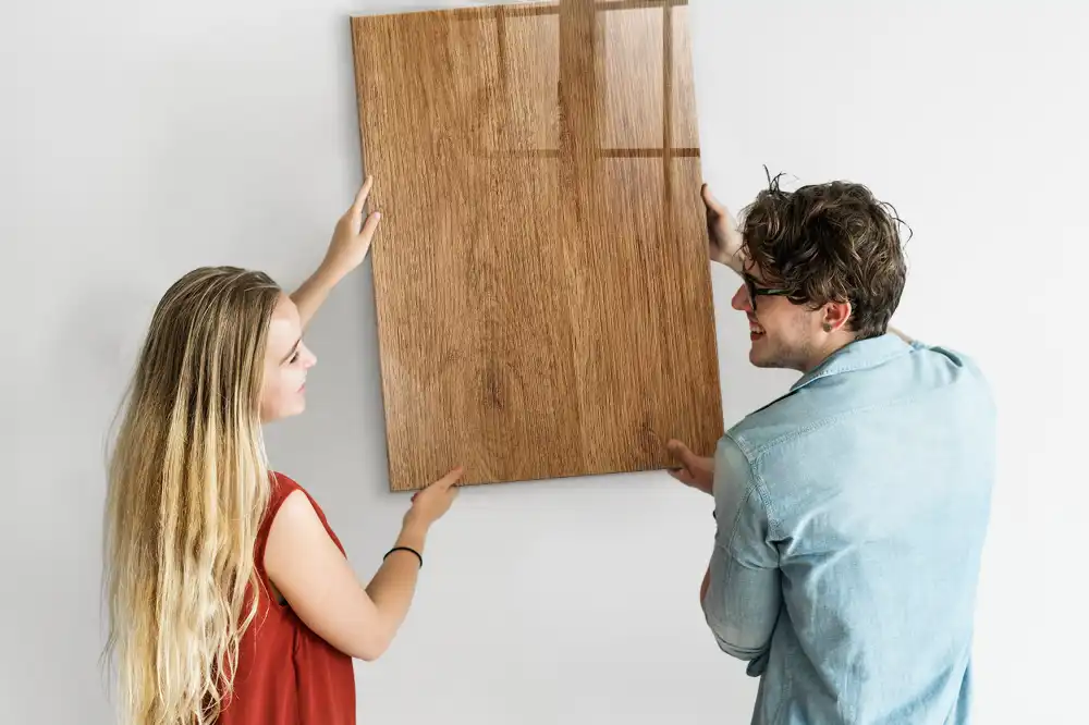 Tableau magnétique effaçable en bois brun clair