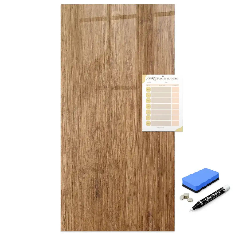 Tableau magnétique effaçable en bois brun clair