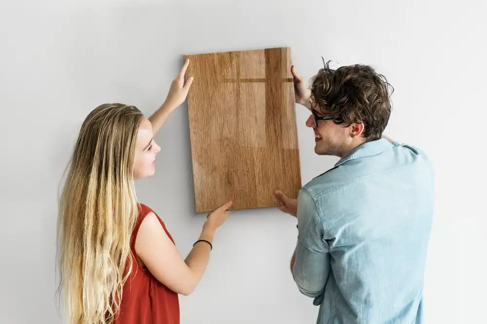 Tableau magnétique effaçable en bois brun clair