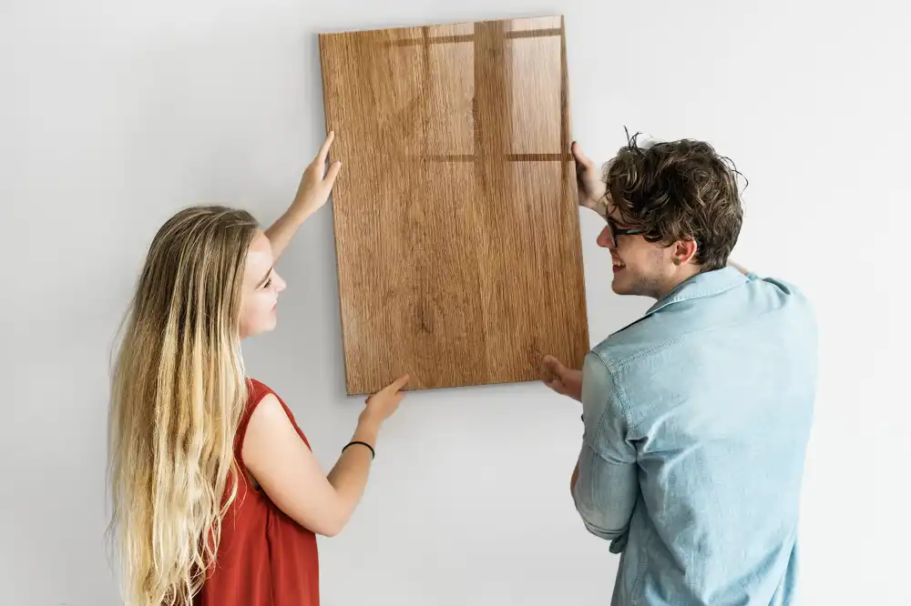 Tableau magnétique effaçable en bois brun clair