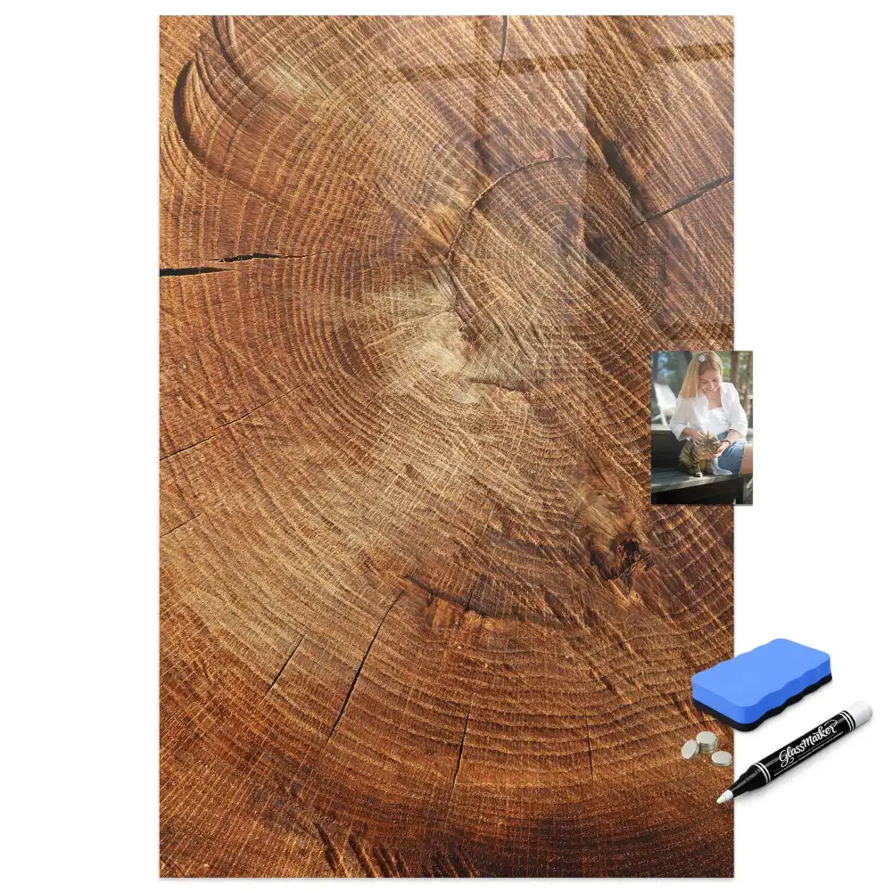 Tableau magnétique effaçable en forme de tronc d'arbre