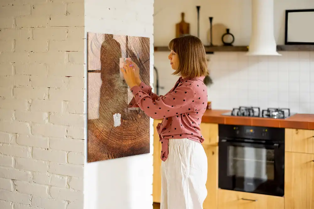 Tableau magnétique effaçable en forme de tronc d'arbre