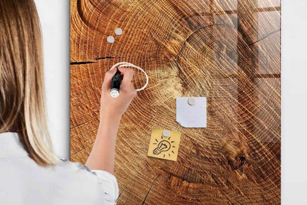 Tableau magnétique effaçable en forme de tronc d'arbre