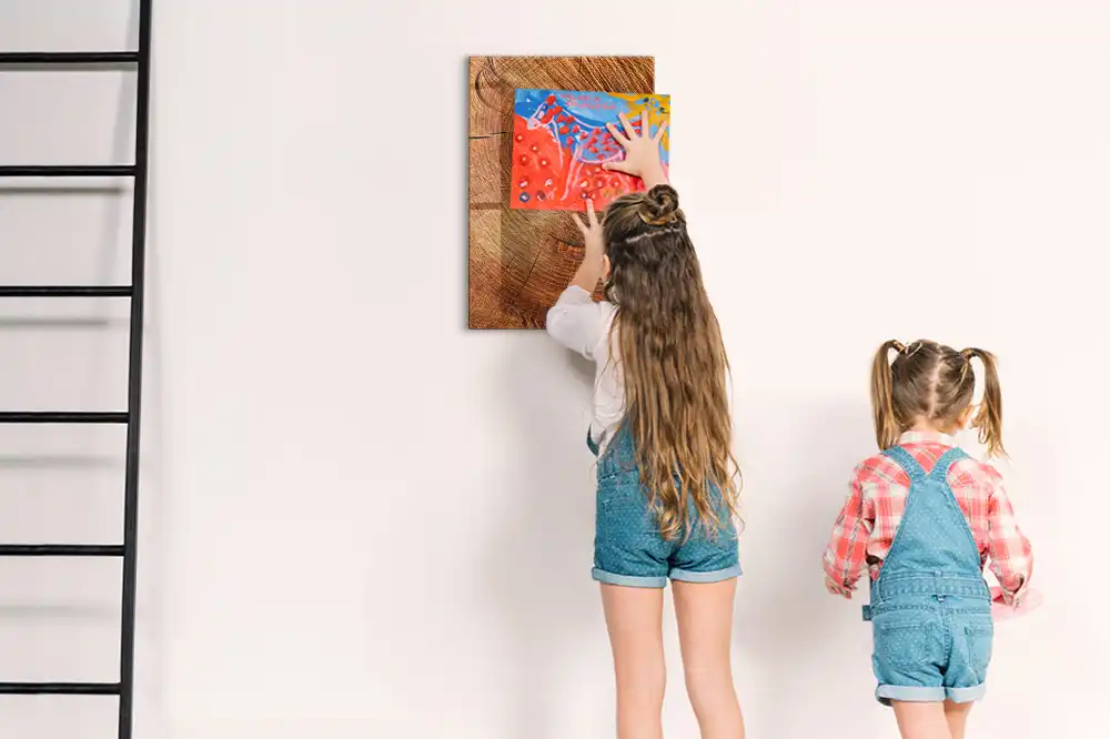 Tableau magnétique effaçable en forme de tronc d'arbre