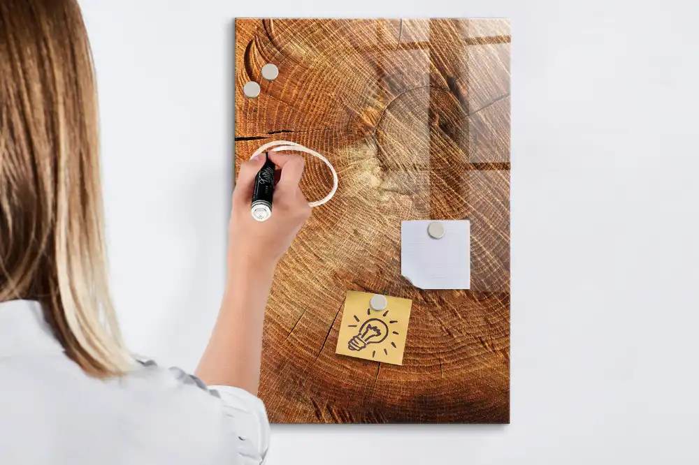 Tableau magnétique effaçable en forme de tronc d'arbre