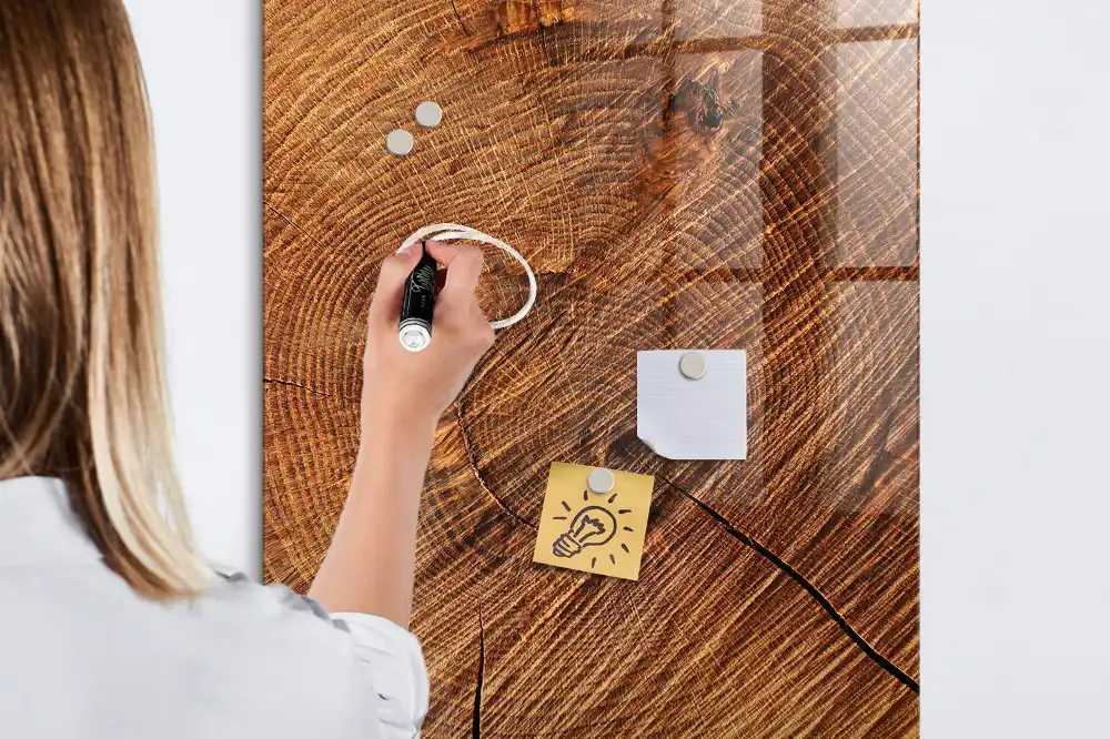 Tableau magnétique effaçable à sec avec cadre en bois naturel