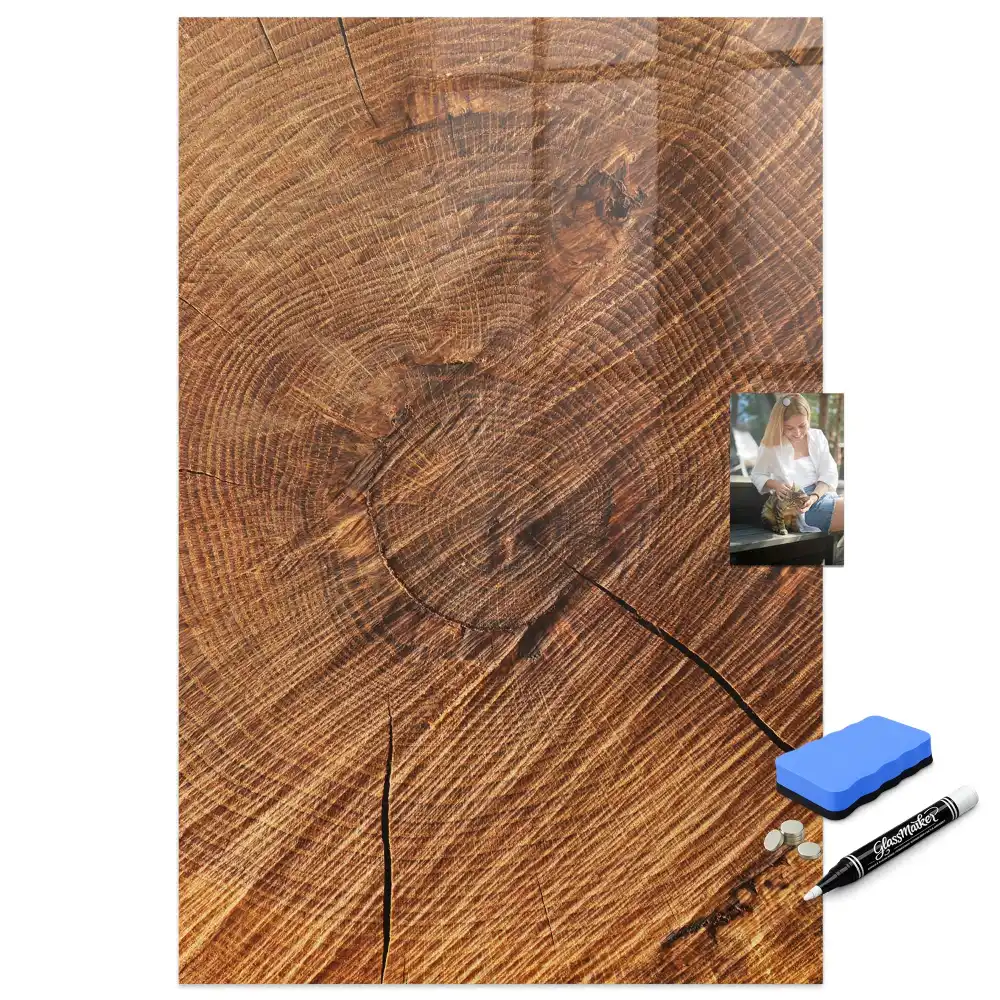 Tableau magnétique effaçable à sec avec cadre en bois naturel