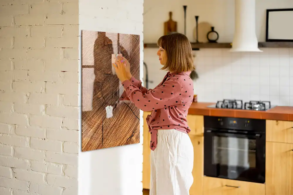Tableau magnétique effaçable à sec avec cadre en bois naturel