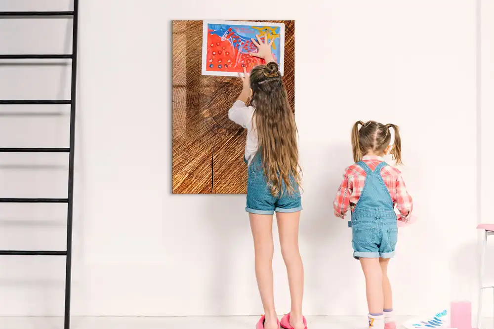 Tableau magnétique effaçable à sec avec cadre en bois naturel