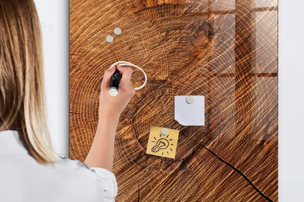 Tableau magnétique effaçable à sec avec cadre en bois naturel