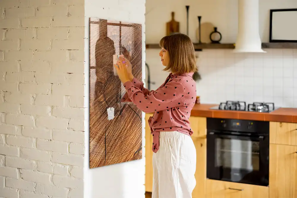 Tableau magnétique effaçable à sec avec cadre en bois naturel