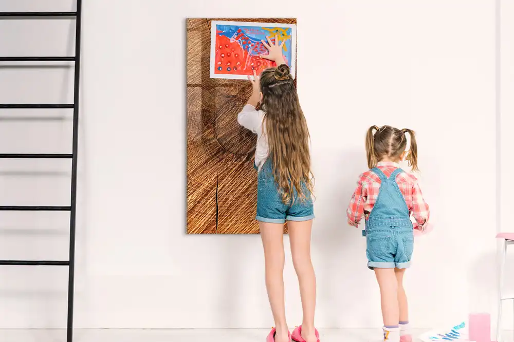 Tableau magnétique effaçable à sec avec cadre en bois naturel